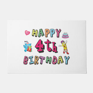 Happy 4th Birthday. 4 year b-day. Doormat