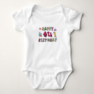 Happy 4th Birthday 4 year b-day wishes Baby Bodysuit