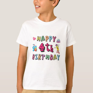 Happy 4th Birthday 4 year b-day wishes T-Shirt