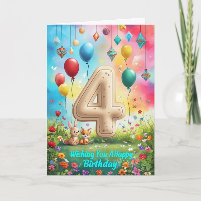 Happy 4th Birthday Card (Front)