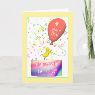Happy 4th Birthday Chicken Card