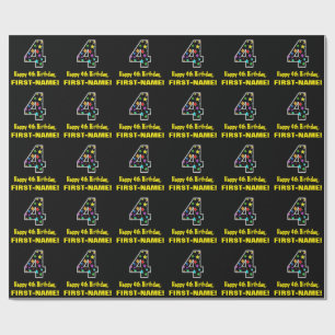 Happy 4th Birthday, Fun Colorful Stars Pattern 4 Wrapping Paper