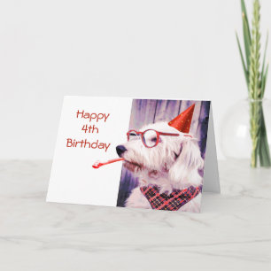 Happy 4th Birthday Fun Dog Pet Blank Inside Card