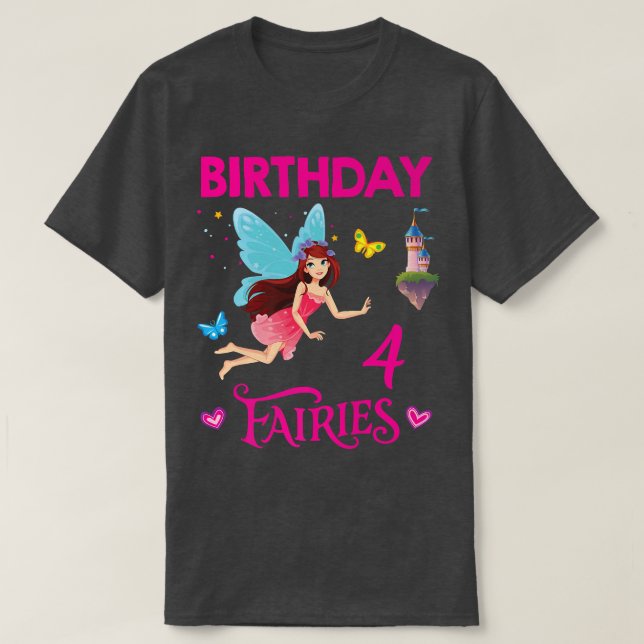 Happy 4th Birthday Girl Birthday Party 4 years old T-Shirt (Design Front)