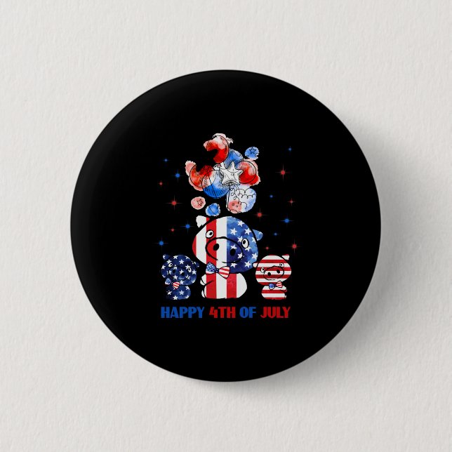 Happy 4th For July 6 Cm Round Badge (Front)