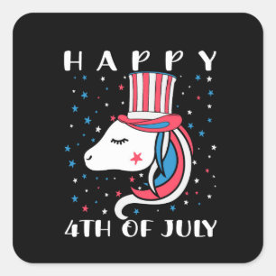 Happy 4th july american independence day square sticker