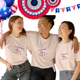 Happy 4th July Blue And Red Girls T-Shirt