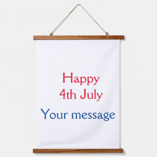 Happy 4th July independence day add name text Hanging Tapestry