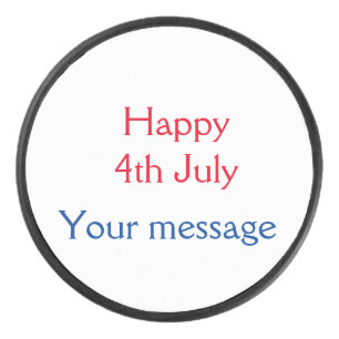 Happy 4th July independence day add name text Hockey Puck