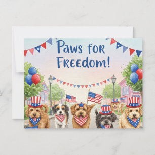 Happy 4th July paws for freedom Postcard