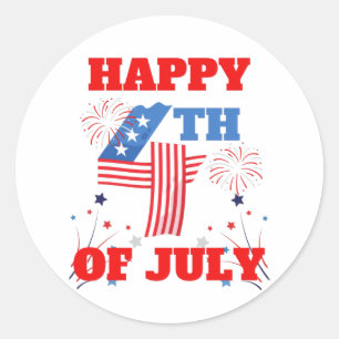 Happy 4th of July 2021 Red White and Blue Classic Round Sticker