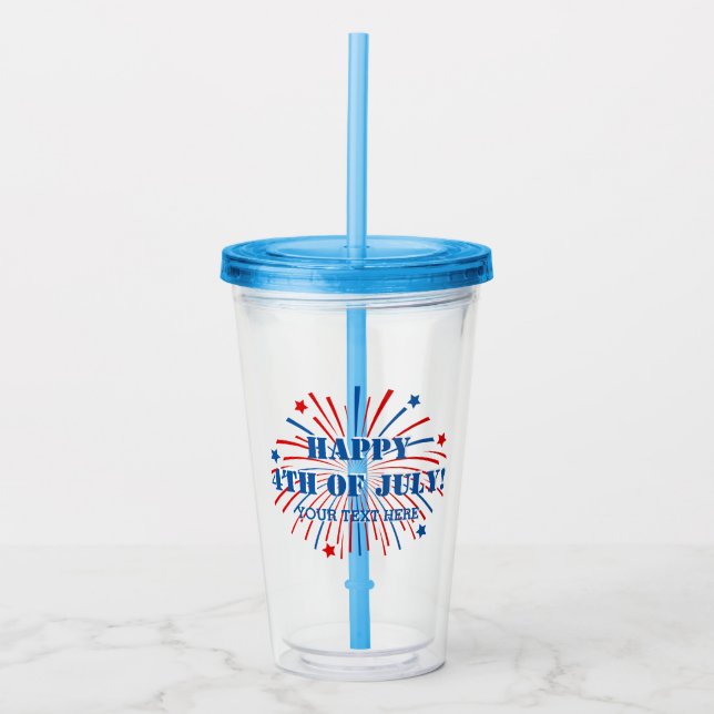 Happy 4th of July Acrylic Tumbler party glass (Front)