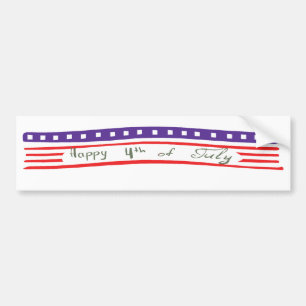 Happy 4th of July American Flag Bumper Sticker