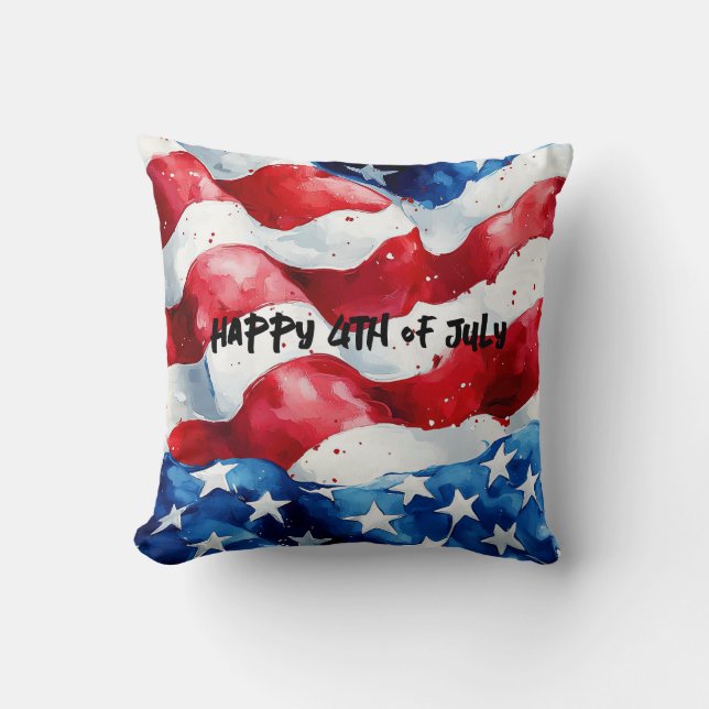 Happy 4th of July American Flag Cushion (Front)