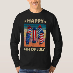 Happy 4th Of July American Flag Fireworks Patrioti T-Shirt