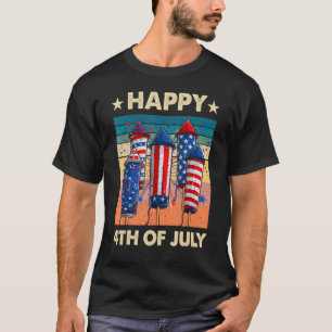 Happy 4th Of July American Flag Fireworks Patrioti T-Shirt