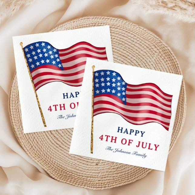 Happy 4th Of July American Flag Napkin (Happy 4th Of July American Flag Napkins)
