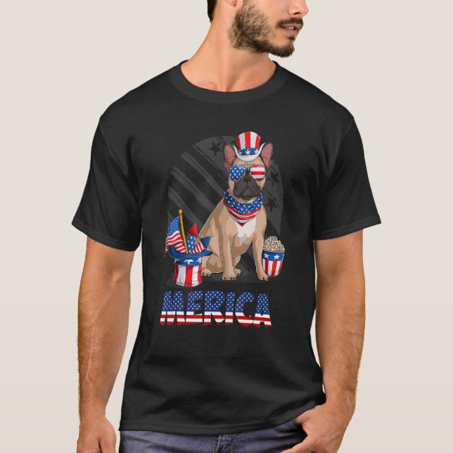 Happy 4th Of July American Flag Patriotic French B T-Shirt (Front)
