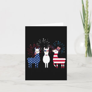 Happy 4th Of July American Flag Red White Llama An Card