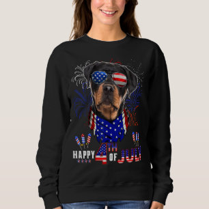 Happy 4th Of July American Flag Rottweiler Sunglas Sweatshirt