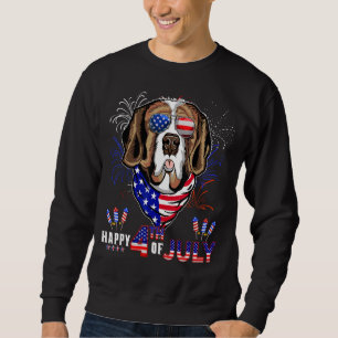 Happy 4th Of July American Flag St Bernard Sunglas Sweatshirt