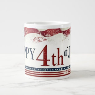 Happy 4th of July - American Flag Vintage Design Large Coffee Mug
