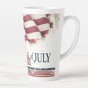 Happy 4th of July - American Flag Vintage Design Latte Mug