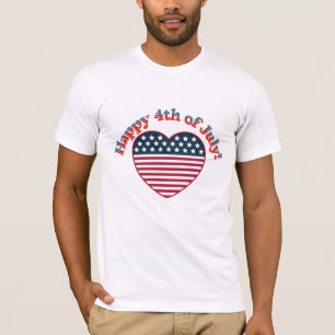 Happy 4th of July American Heart Shaped Flag T-Shirt