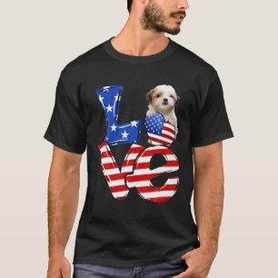 Happy 4Th Of July American Love Teddy Bear Dog Dog T-Shirt