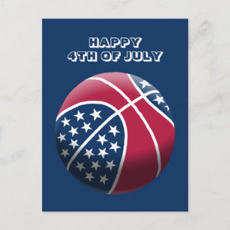 Happy 4th of July Basketball Holiday Postcard