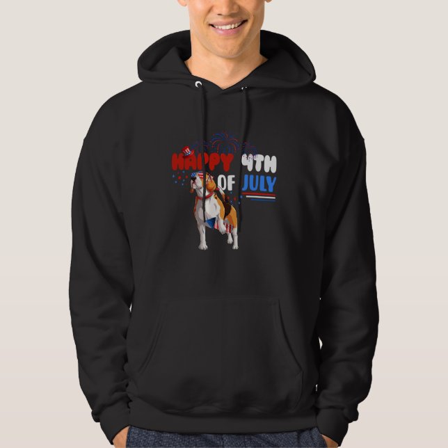Happy 4th Of July Beagle America Flag Sunglasses Hoodie (Front)