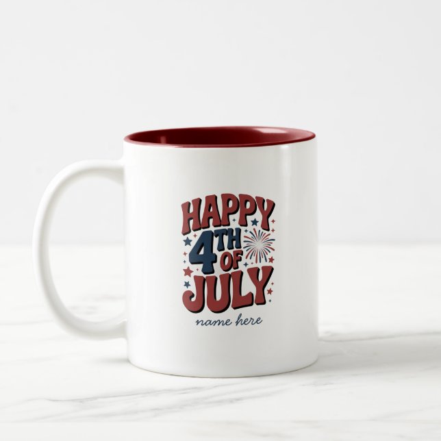 Happy 4th of July Bold Patriotic Coffee Mug  (Left)