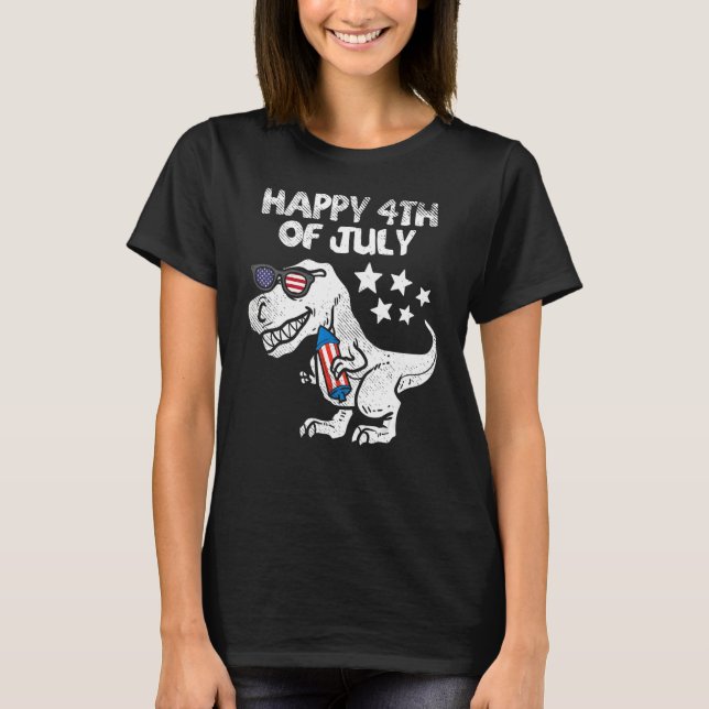 Happy 4th Of July Boys Toddler Trex Dinosaur Ameri T-Shirt (Front)