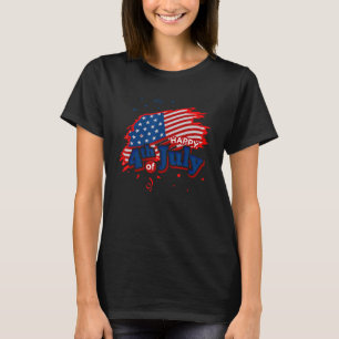 Happy 4th Of July Brush Retro Vintage American Fl T-Shirt