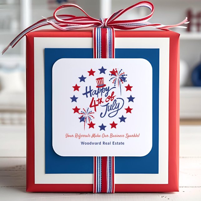 Happy 4th of July Business Sparkle | Real Estate  Square Sticker (Creator Uploaded)