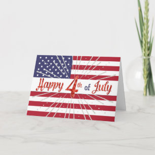 Happy 4th of July Card - American Flag and Sparkle