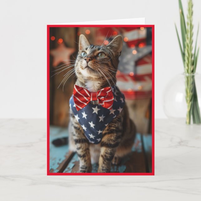 Happy 4th of July Cat Holiday Card (Front)