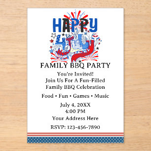 Happy 4th of July Celebration Custom Text Acrylic Invitations