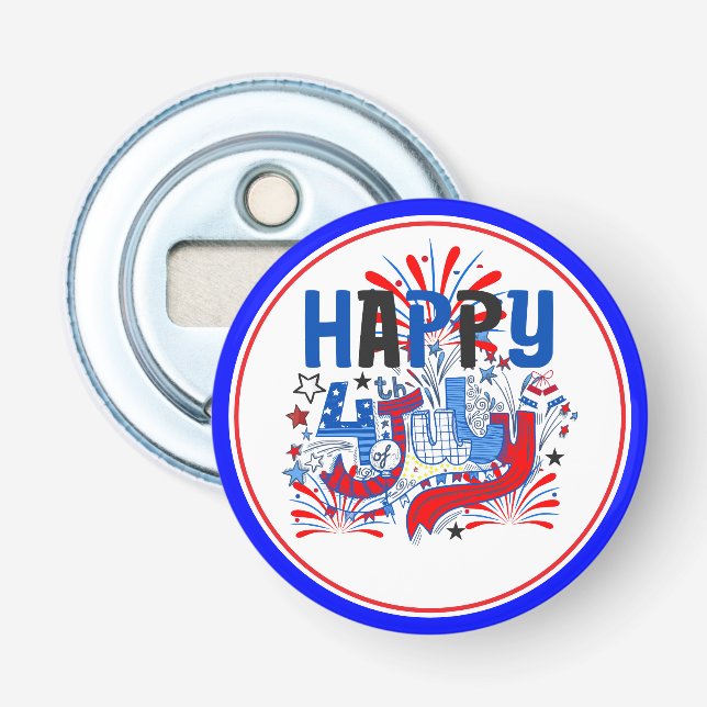 Happy 4th of July Celebration Custum Text Bottle Opener (Front)