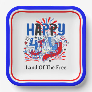 Happy 4th of July Celebration Custum Text Paper Plate