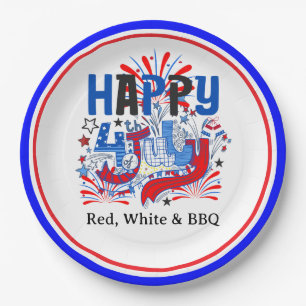 Happy 4th of July Celebration Custum Text Paper Plate