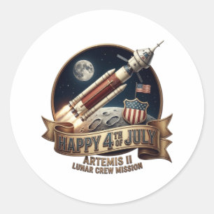 HAPPY 4TH OF JULY CLASSIC ROUND STICKER