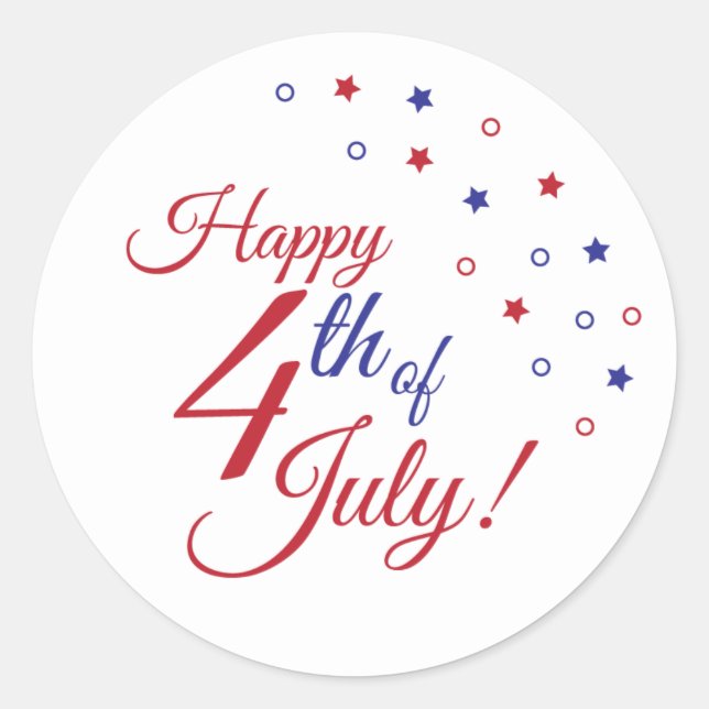 Happy 4th of July Classic Round Sticker (Front)