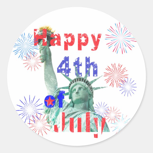 Happy 4th of July Classic Round Sticker (Front)
