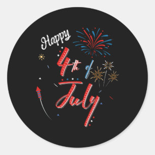 Happy 4th Of July Cool Independence Day Men Women Classic Round Sticker