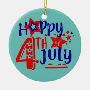 Happy 4th Of July Cool Independence Day Patriotic Ceramic Tree Decoration