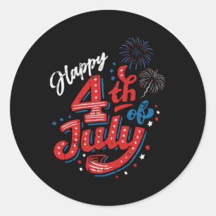 Happy 4th Of July Cool Independence Day Patriotic  Classic Round Sticker