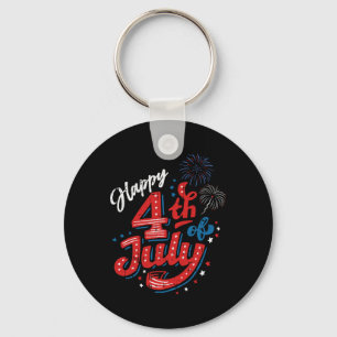 Happy 4th Of July Cool Independence Day Patriotic  Key Ring