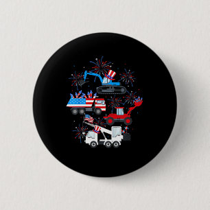 Happy 4th Of July Crane Truck Construction Toddler 6 Cm Round Badge