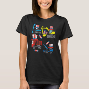 Happy 4th Of July Crane Truck Construction Toddler T-Shirt
